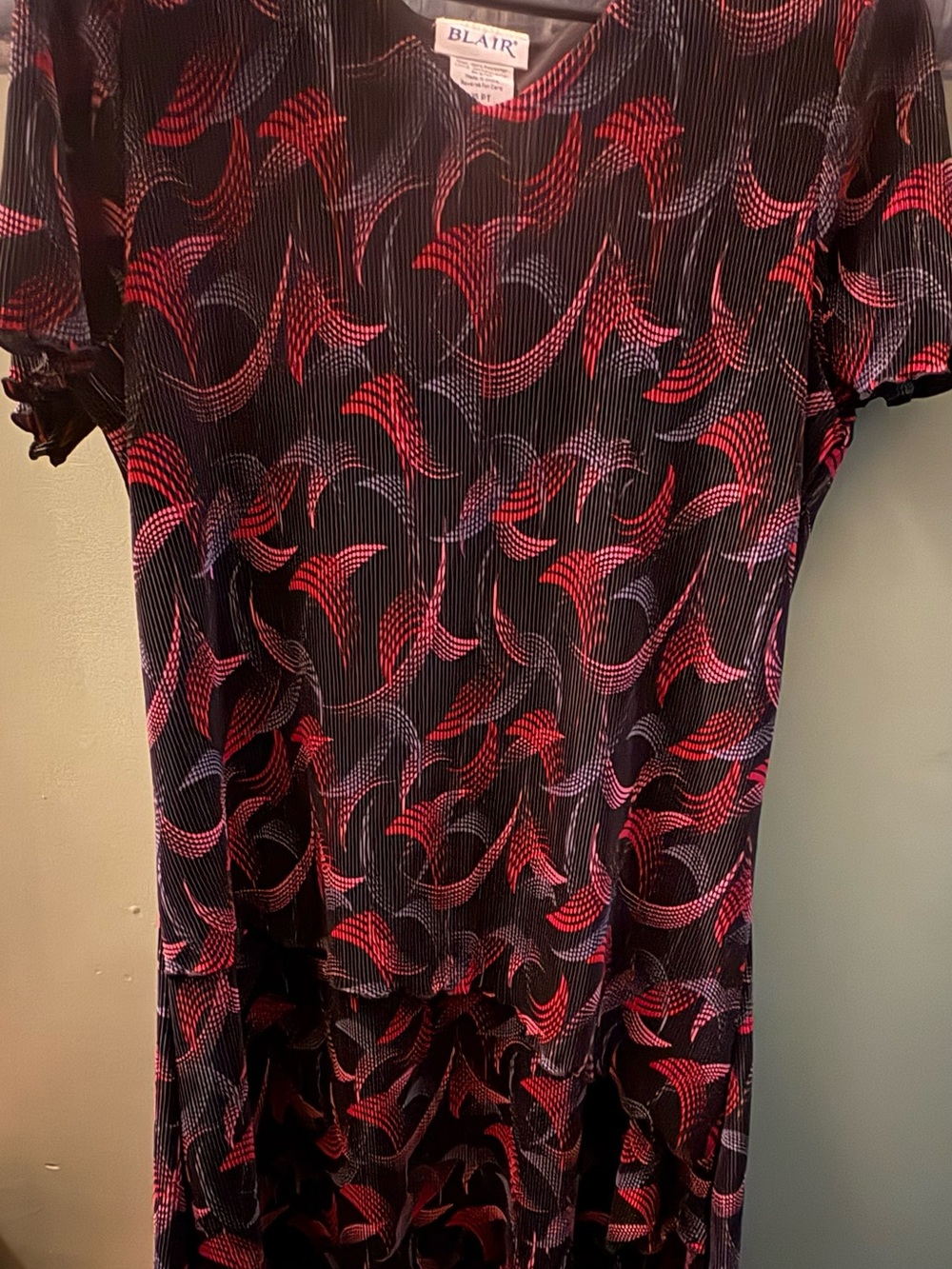Blair Black Dress with Red and Purple Wave Pattern